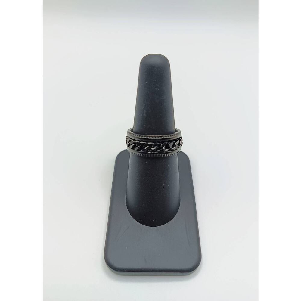 Black Stainless Steel Spinner Ring Size 7 Chain Fidget Band Unisex